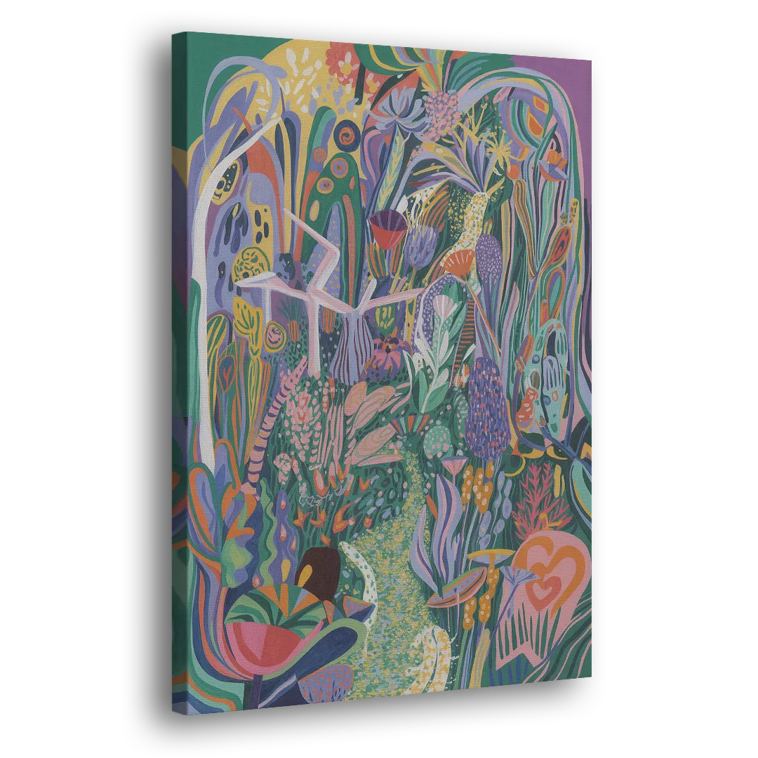 Ethereal Jewel Garden Colorful Abstract Side - Canvas Wall Art