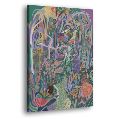 Ethereal Jewel Garden Colorful Abstract Side - Canvas Wall Art