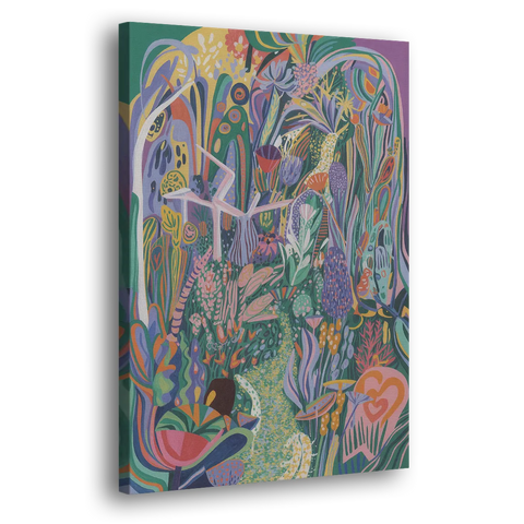 Ethereal Jewel Garden Colorful Abstract - Canvas Wall Art