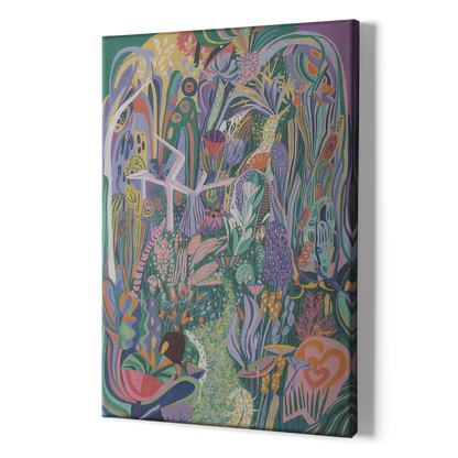 Ethereal Jewel Garden Colorful Abstract - Canvas Print Art Sides