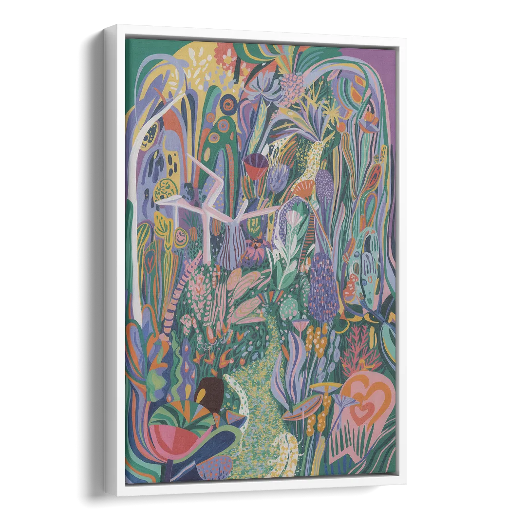 Ethereal Jewel Garden Colorful Abstract Side - White Canvas Wall Art