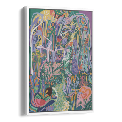 Ethereal Jewel Garden Colorful Abstract Side - White Canvas Wall Art