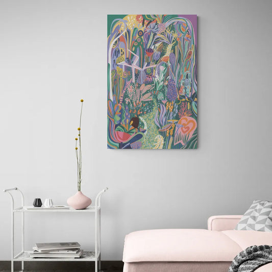 Ethereal Jewel Garden Colorful Abstract - Canvas Wall Art Living Room