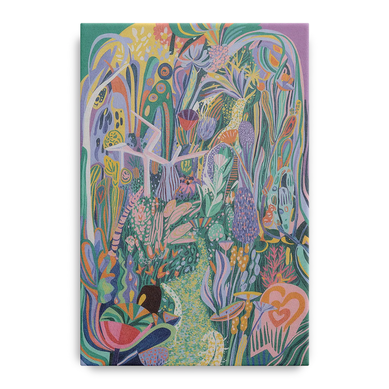 Ethereal Jewel Garden Colorful Abstract Front - Canvas Wall Art