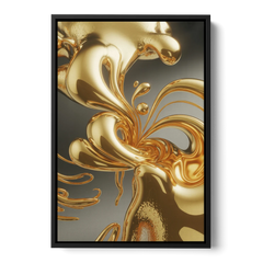 Ethereal Liquid Gold Abstract - Black Framed Canvas Wall Art - Front
