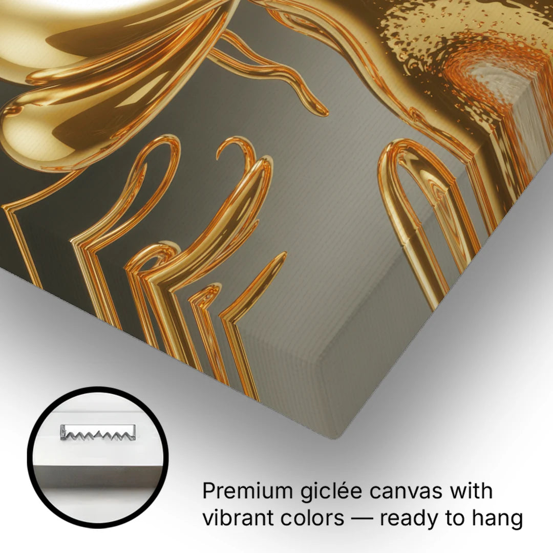 Ethereal Liquid Gold Abstract - Canvas Wall Art - Gallery Wrap Corner