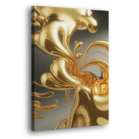 Ethereal Liquid Gold Abstract - Canvas Wall Art - Side