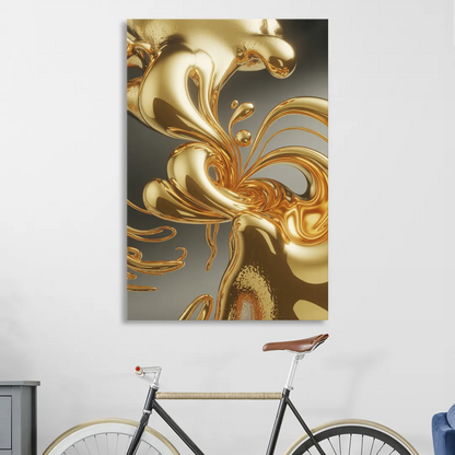 Ethereal Liquid Gold Abstract Sitting Room - Canvas Wall Art