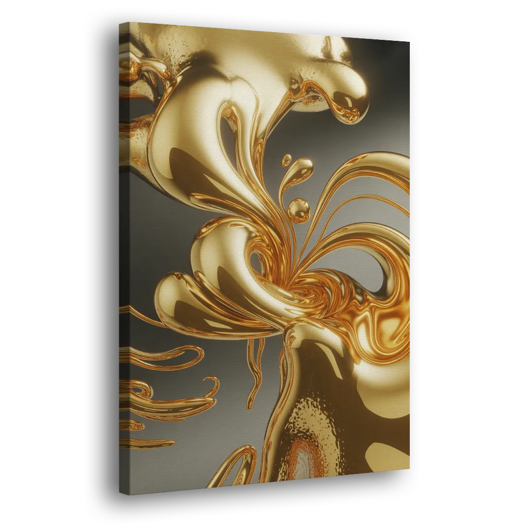 Ethereal Liquid Gold Abstract Side - Canvas Wall Art