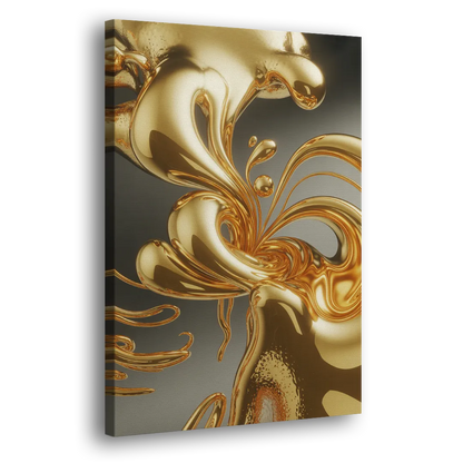 Ethereal Liquid Gold Abstract Side - Canvas Wall Art