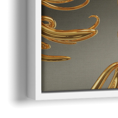 Ethereal Liquid Gold Abstract - Close-Up White Frame Canvas
