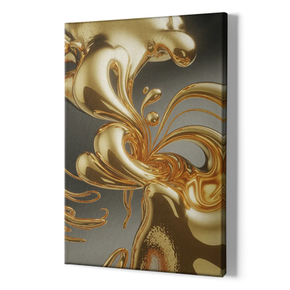 Ethereal Liquid Gold Abstract - Canvas Print Art Sides