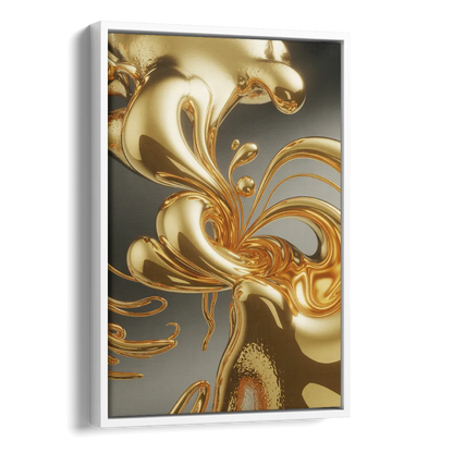 Ethereal Liquid Gold Abstract Side - White Canvas Wall Art
