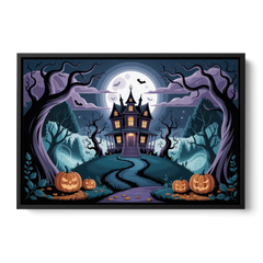 Ethereal Mansion Enchantment Halloween - Black Framed Canvas Wall Art - Front