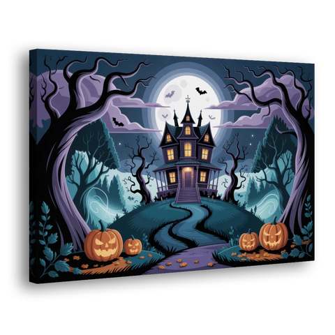 Ethereal Mansion Enchantment Halloween - Canvas Wall Art - Side