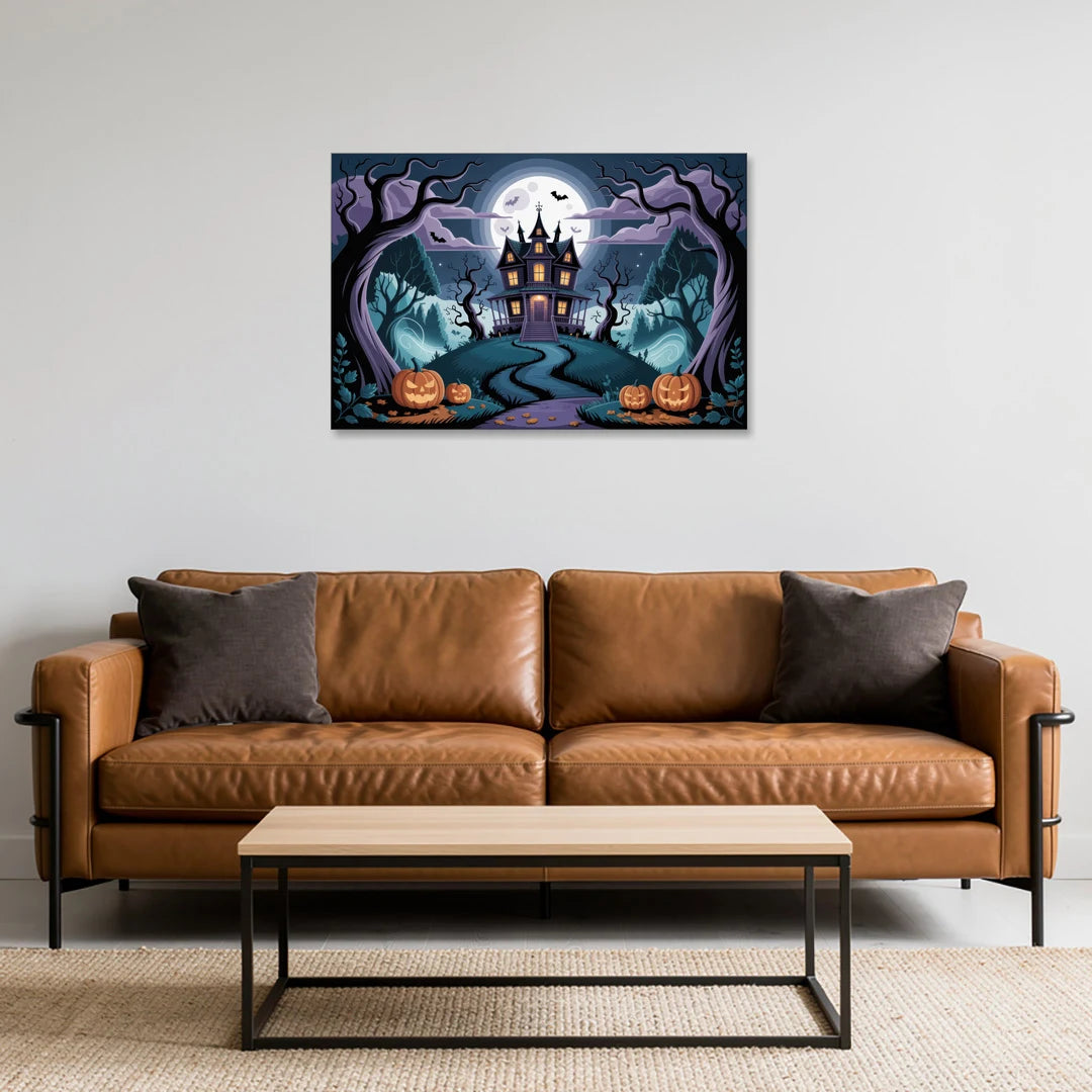 Ethereal Mansion Enchantment Halloween - Canvas Wall Art - Sofa - 36x24
