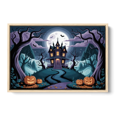 Ethereal Mansion Enchantment Halloween - Oak Framed Canvas Wall Art - Front