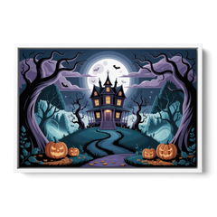 Ethereal Mansion Enchantment Halloween - White Framed Canvas Wall Art - Front