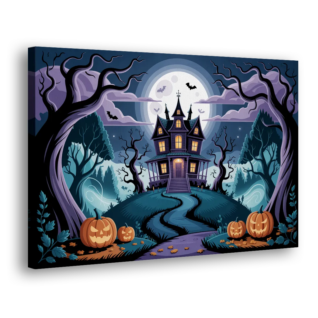 Ethereal Mansion Enchantment Halloween Side - Canvas Wall Art