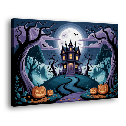 Ethereal Mansion Enchantment Halloween Side - Canvas Wall Art