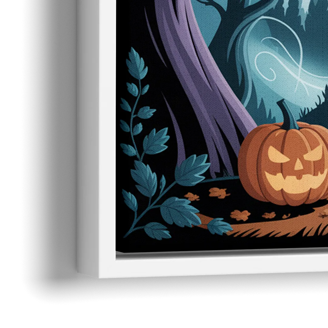 Ethereal Mansion Enchantment Halloween - Close-Up White Frame Canvas