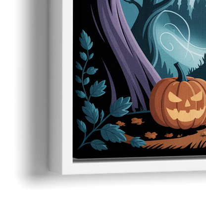 Ethereal Mansion Enchantment Halloween - Close-Up White Frame Canvas