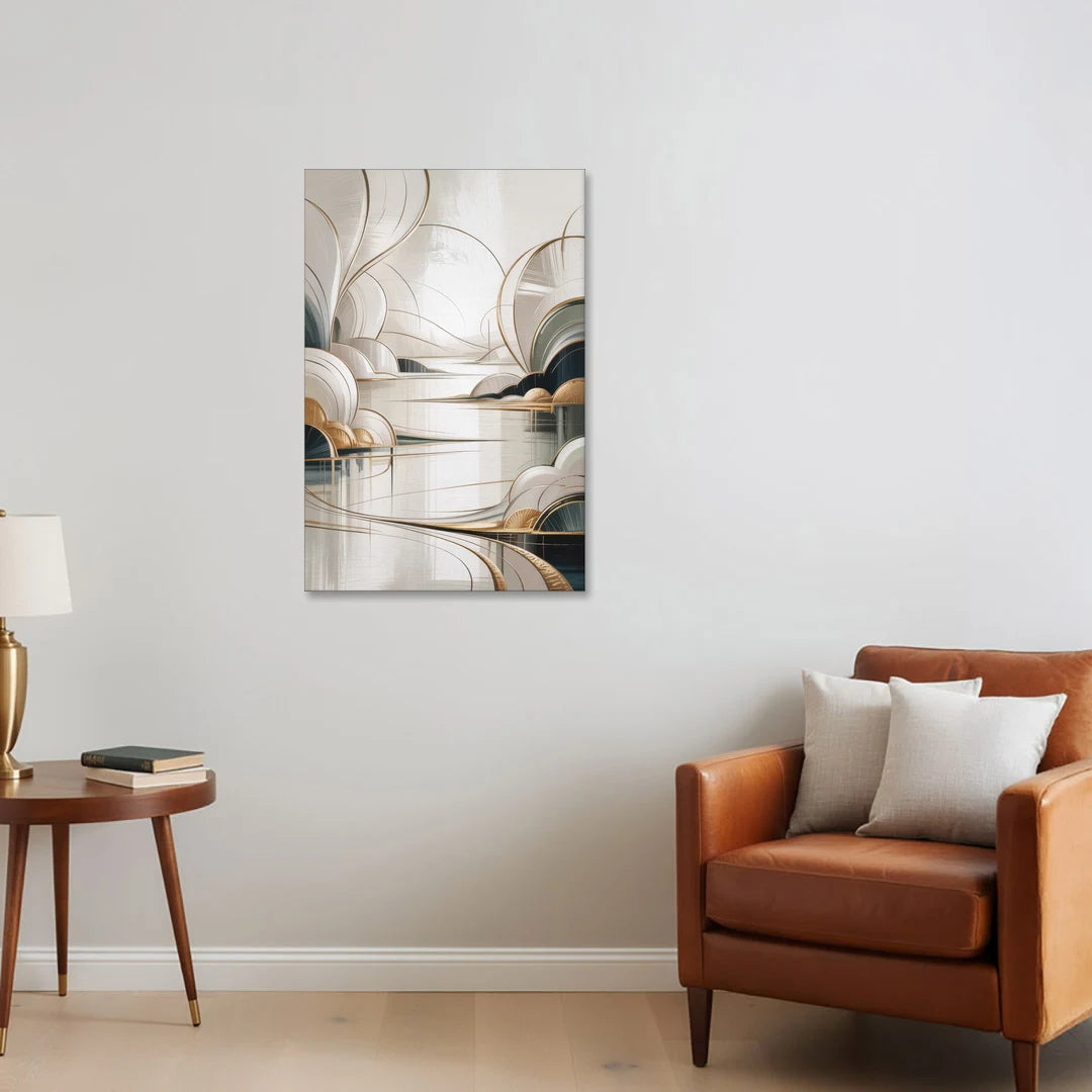Ethereal Minimalist Serenity White Abstract - Canvas Wall Art - Sofa - 24x36