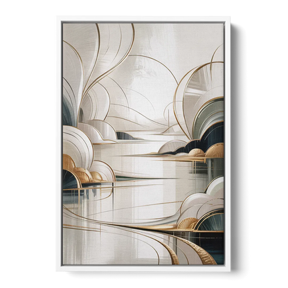 Ethereal Minimalist Serenity White Abstract - White Frame Canvas