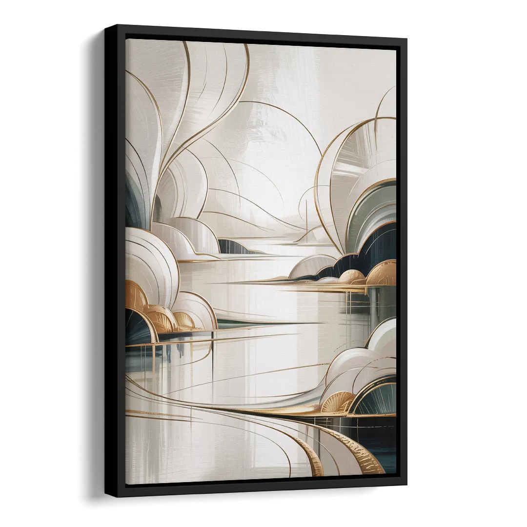 Ethereal Minimalist Serenity White Abstract Side - Black Canvas Wall Art