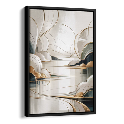 Ethereal Minimalist Serenity White Abstract Side - Black Canvas Wall Art