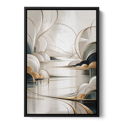 Ethereal Minimalist Serenity White Abstract Front - Black Canvas Wall Art