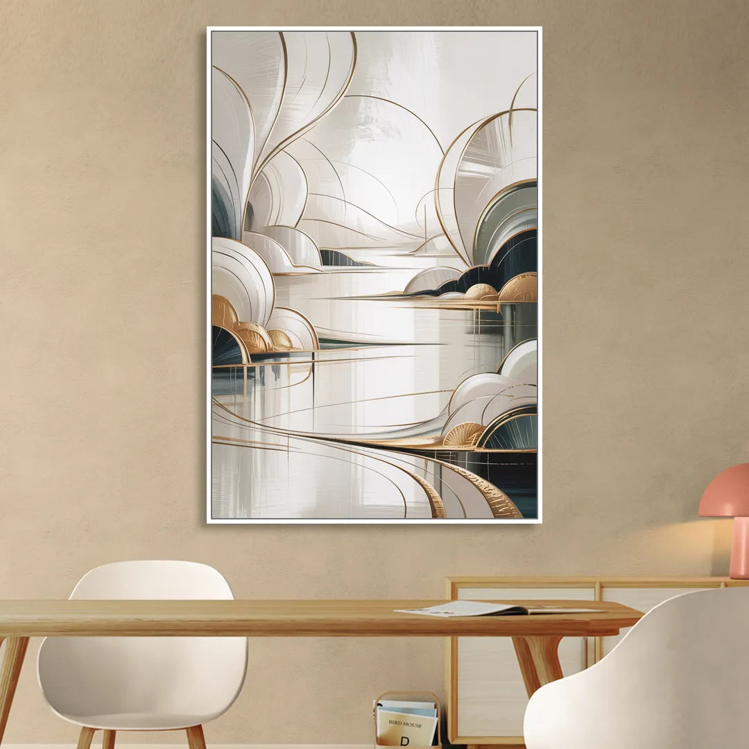 Ethereal Minimalist Serenity White Abstract Living Room - White Canvas Wall Art