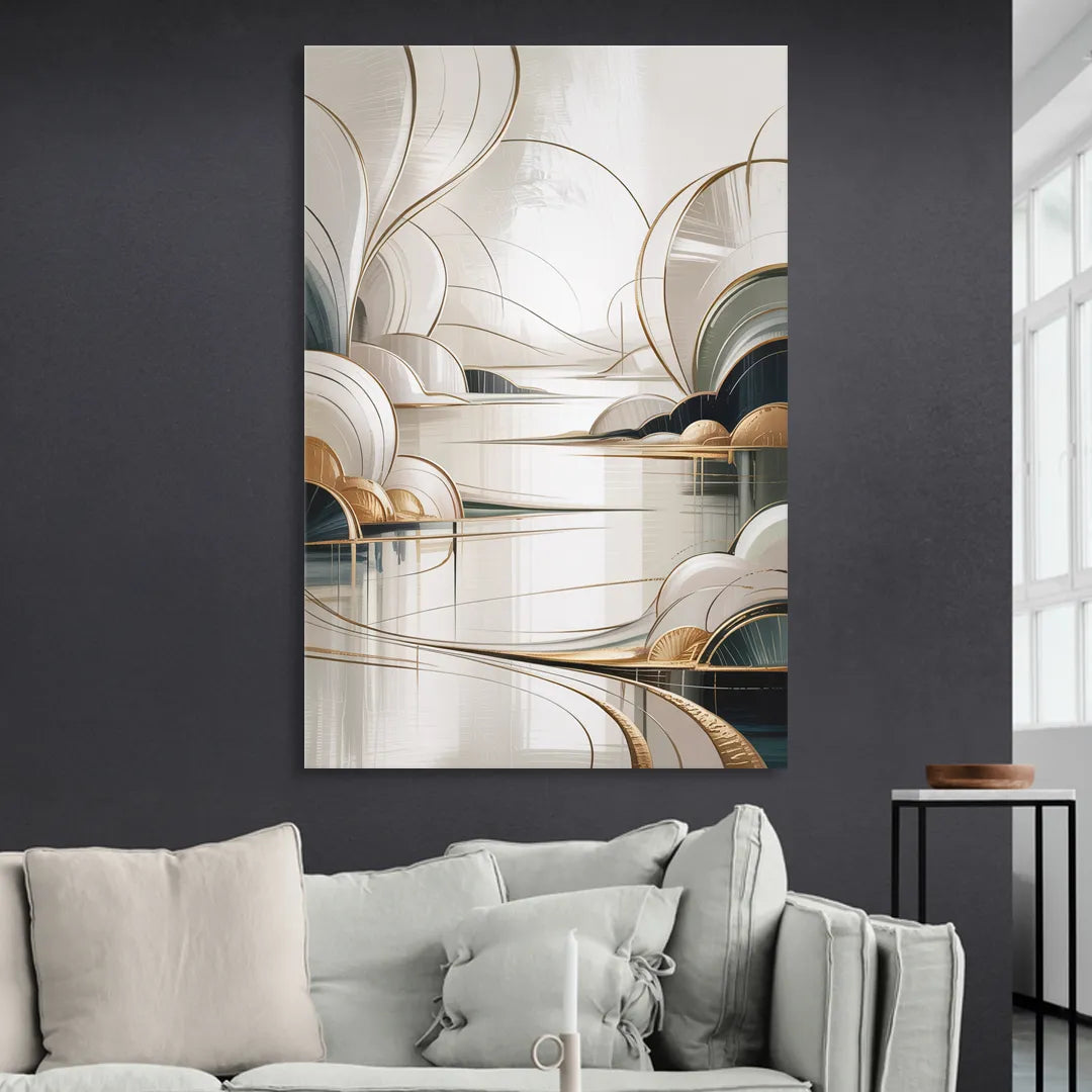 Ethereal Minimalist Serenity White Abstract Sitting Room - Canvas Wall Art