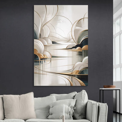 Ethereal Minimalist Serenity White Abstract Sitting Room - Canvas Wall Art