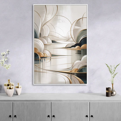 Ethereal Minimalist Serenity White Abstract Sitting Room - White Canvas Wall Art