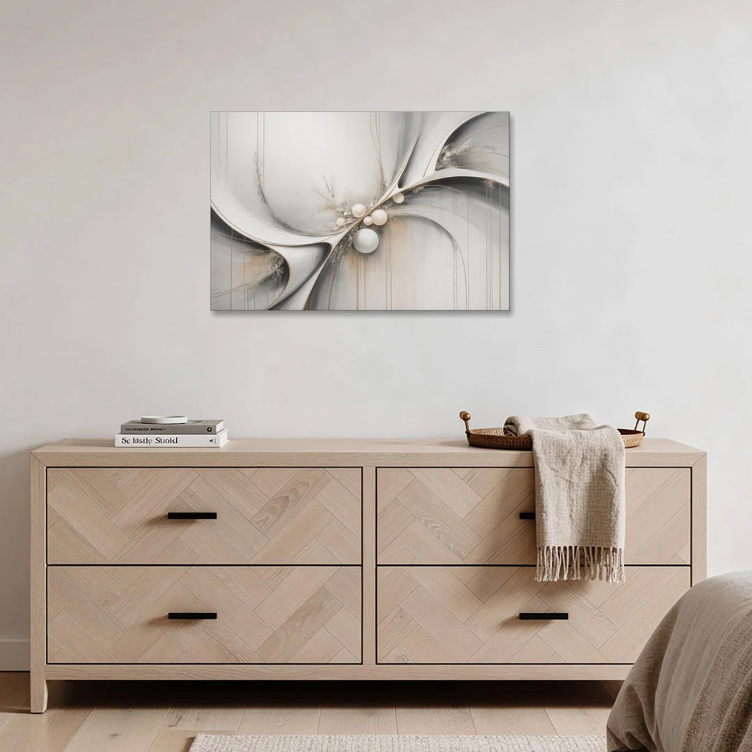 Ethereal Serenity White Abstract - Canvas Wall Art - Coffee Table - 36x24