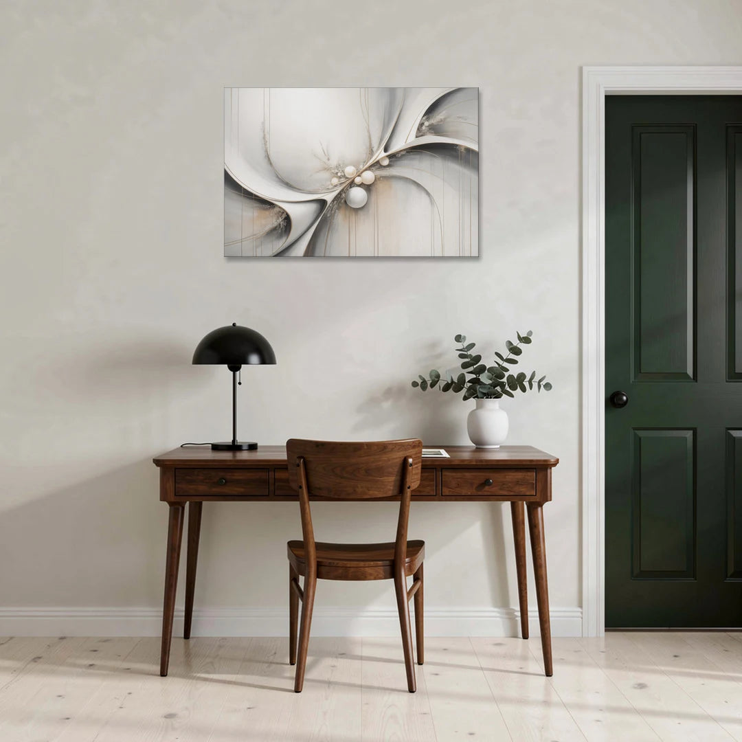 Ethereal Serenity White Abstract - Canvas Wall Art - Office - 36x24