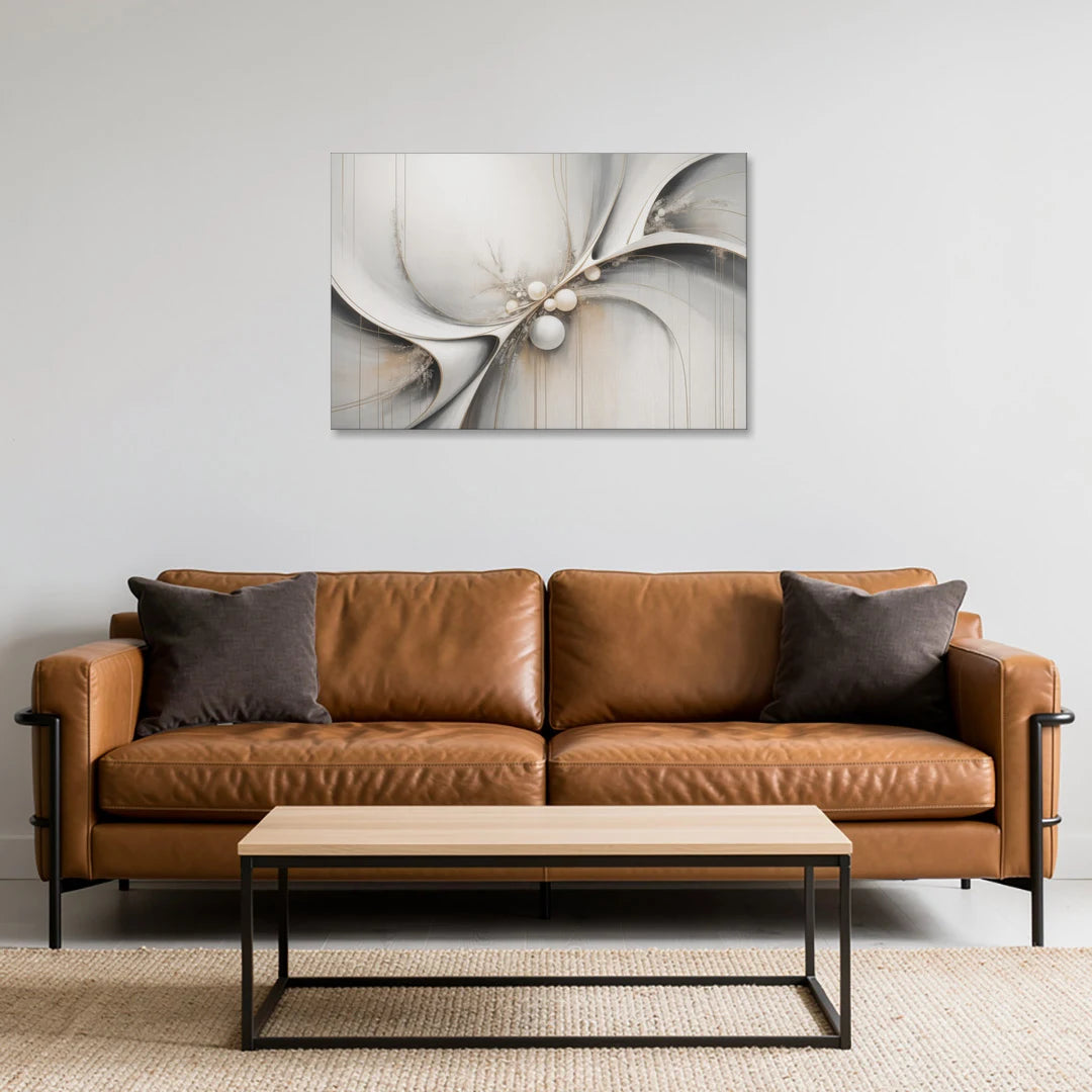 Ethereal Serenity White Abstract - Canvas Wall Art - Sofa - 36x24