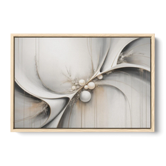 Ethereal Serenity White Abstract - Oak Framed Canvas Wall Art - Front
