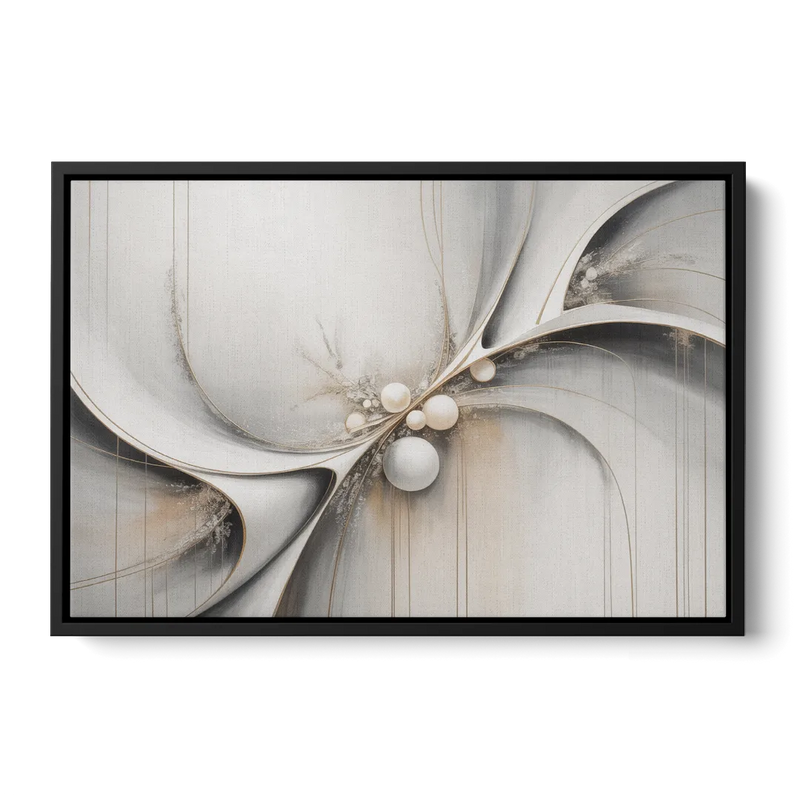 Ethereal Serenity White Abstract Front - Black Canvas Wall Art