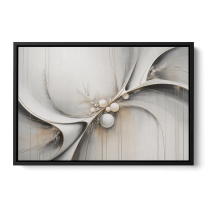 Ethereal Serenity White Abstract - Black Frame Canvas
