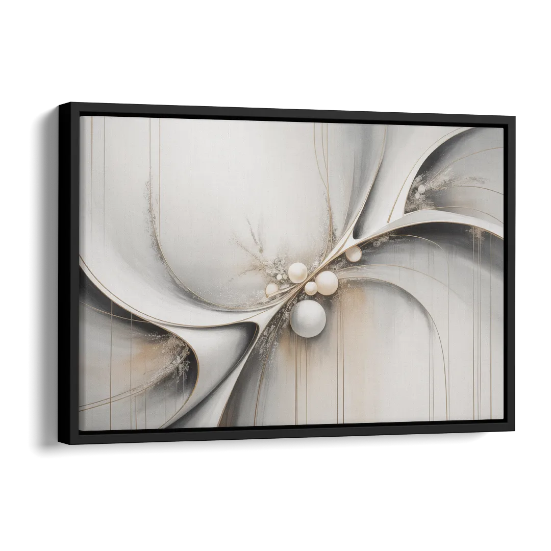 Ethereal Serenity White Abstract Side - Black Canvas Wall Art