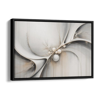 Ethereal Serenity White Abstract Side - Black Canvas Wall Art