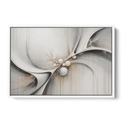 Ethereal Serenity White Abstract - White Frame Canvas