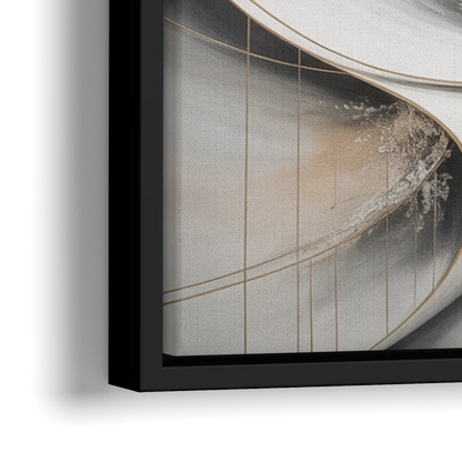 Ethereal Serenity White Abstract - Close-Up Black Frame Canvas