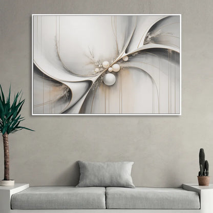 Ethereal Serenity White Abstract Sitting Room - White Canvas Wall Art