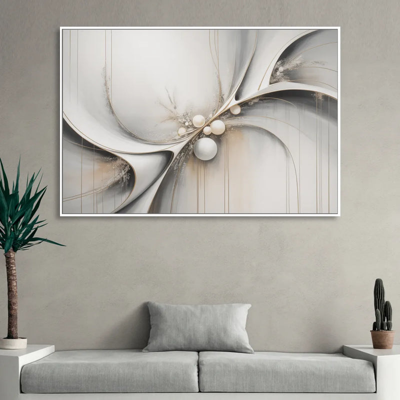 Ethereal Serenity White Abstract Sitting Room - White Canvas Wall Art