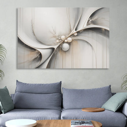 Ethereal Serenity White Abstract Sitting Room - Canvas Wall Art