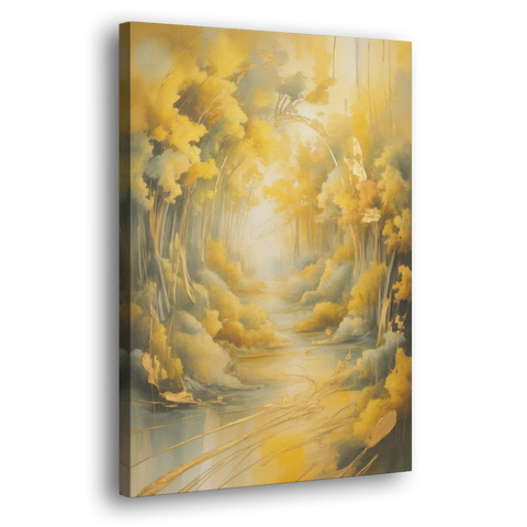 Ethereal Sunlight Yellow Abstract - Canvas Wall Art - Side