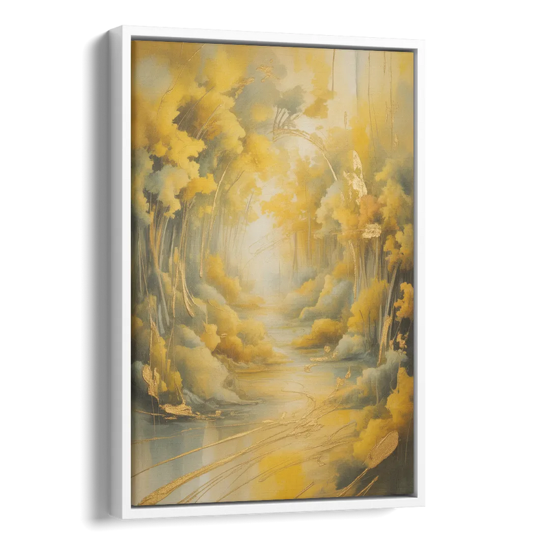 Ethereal Sunlight Yellow Abstract Side - White Canvas Wall Art
